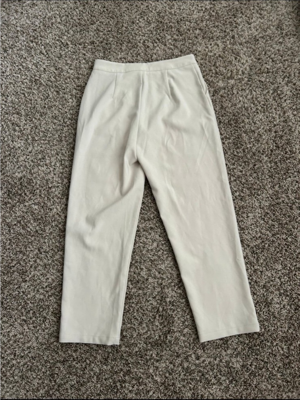 SHEIN Cream High-Waist Tailored Trousers